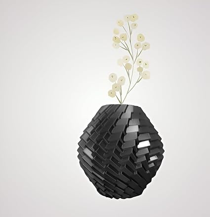 3D Printed Cubism Vase: Modern Artistic Decor Accent (Black) (No Flowers) - Celestial Crafts