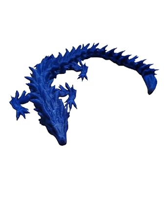 Mythical Creature: 3D Printed Set of Articulated Dragon (Blue and Black) - Celestial Crafts