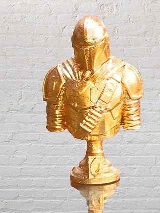 Golden Warrior Helmet Statue: Versatile 3D Printed Tabletop - Celestial Crafts