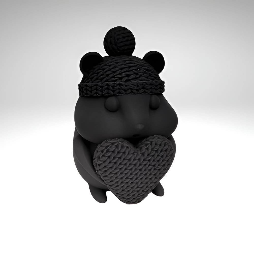 Showpiece - 3D Printed Hamster with Knitted Heart: Adorable and Heartfelt Decorative Showpiece - Celestial Crafts
