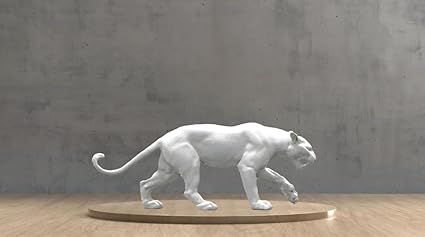 Celestial Craft Unleash The Power of Grace: 3D Printed White Panther Tabletop Sculpture for Home & Office Decor - Celestial Crafts
