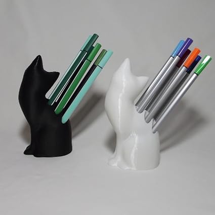 Whimsical 3D Printed Sweet Cat Penholder - Adorable Desk Organizer for Cat Lovers! Set of 2 - Celestial Crafts