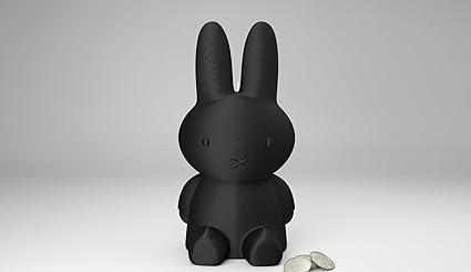 Adorable Black Bunny Coin Bank - Modern Money Saver - Celestial Crafts