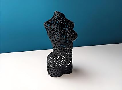 Feminine Elegance Voronoi Sculpture - Graceful Artistry in Solid Base (Black) - Celestial Crafts