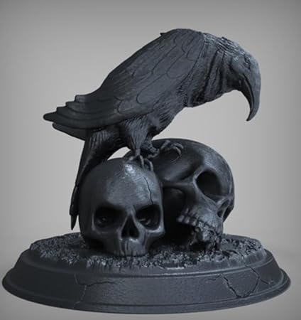 3D Printed Raven with Skulls: Gothic Decor Accent - Celestial Crafts