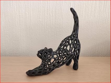 Graceful Curves: Cat Stretch Voronoi Remix Sculpture - Celestial Crafts