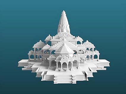 Ayodhya ram Temple Sculpture ; Bring The Spirituality of Hinduism to Your Home (White) - Celestial Crafts