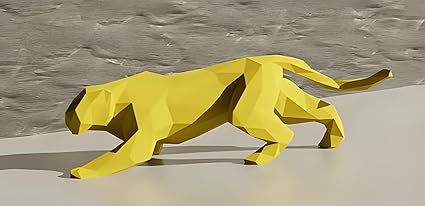 Low Poly Leopard Sculpture - Modern 3D Printed Art - Celestial Crafts