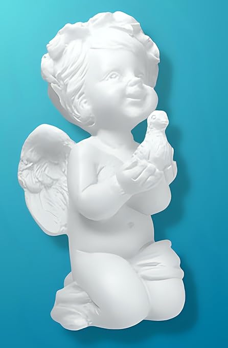 Cute Baby Angel Figurine: Adorable White Cherub Sculpture - Celestial Crafts
