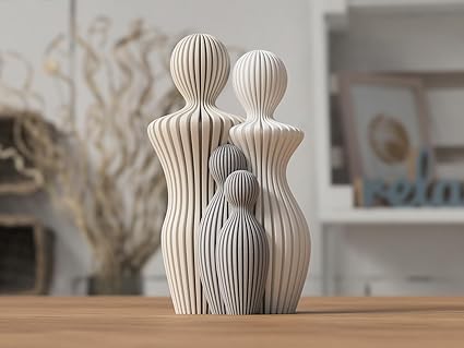 Elegant Family Statue Figurine - Modern Abstract Design 3D Printed - Celestial Crafts