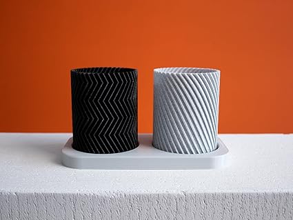 3D Printed Desk Organizer Set: Twisted & Zigzag Pencil Cups for Stylish Office Organization - Celestial Crafts