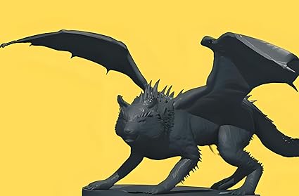 Home decor - : Draconic Wolf Sculpture - Mythical Creature Inspired Home Decor - Celestial Crafts