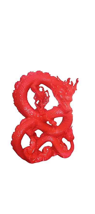 Red Dragon Statue for Luck & Success Home Office Decor Figurine - Celestial Crafts