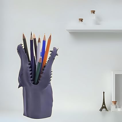 Dragon pencil holder - Fun and Functional Desk Organizer (Grey) - Celestial Crafts