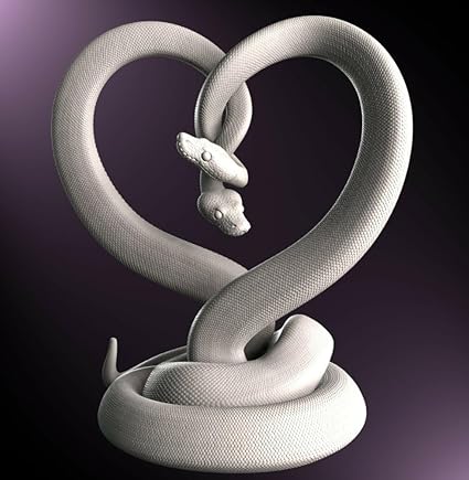 Showpiece - Valentine's Day Ball Python Heart Statue - Romantic Reptile Sculpture showpiece - Celestial Crafts