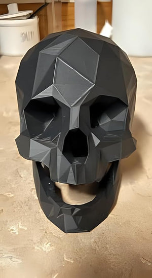 Low Poly Black Skull - Modern Decor Accent - Celestial Crafts