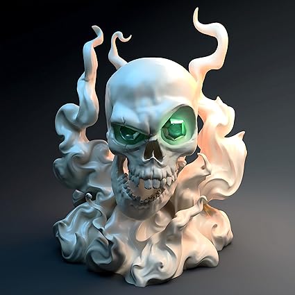 Showpiece - A Captivating Miniature Masterpiece : Green - Eyed Skull Miniature Showpiece for Home Decor - Celestial Crafts