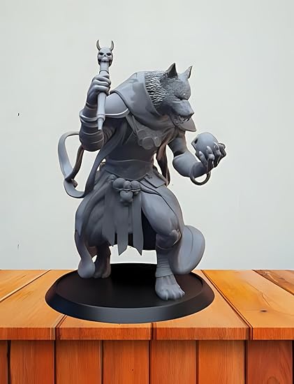 The Wolf Warrior - Tabletop Miniature (Grey) - Celestial Crafts