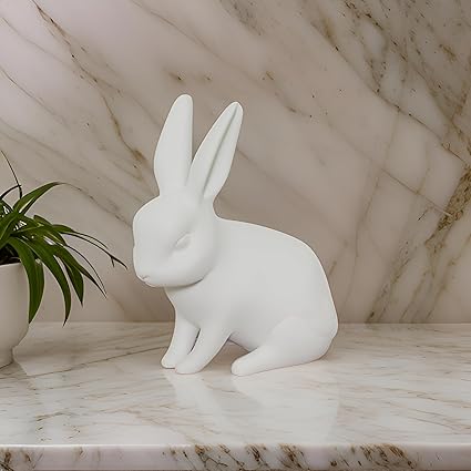 Showpiece - Elegant White Rabbit Showpiece Figurine - Modern Home Decor Accent - Celestial Crafts