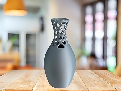 Grey Voronoi Vase: Elegant Flower Vase for Modern Decor (No Flowers) - Celestial Crafts
