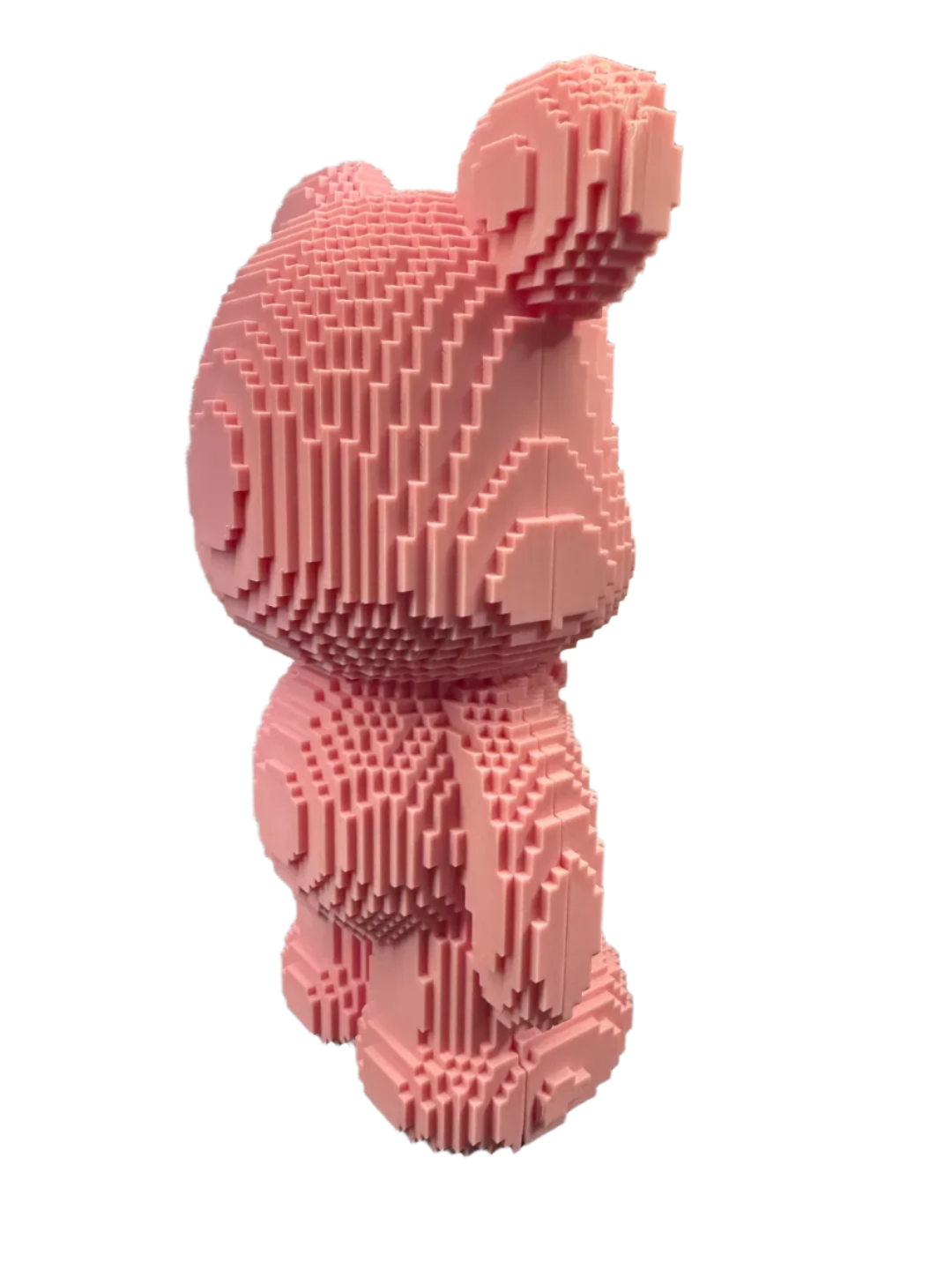 Unique Pink Pixelated Bear Figurine