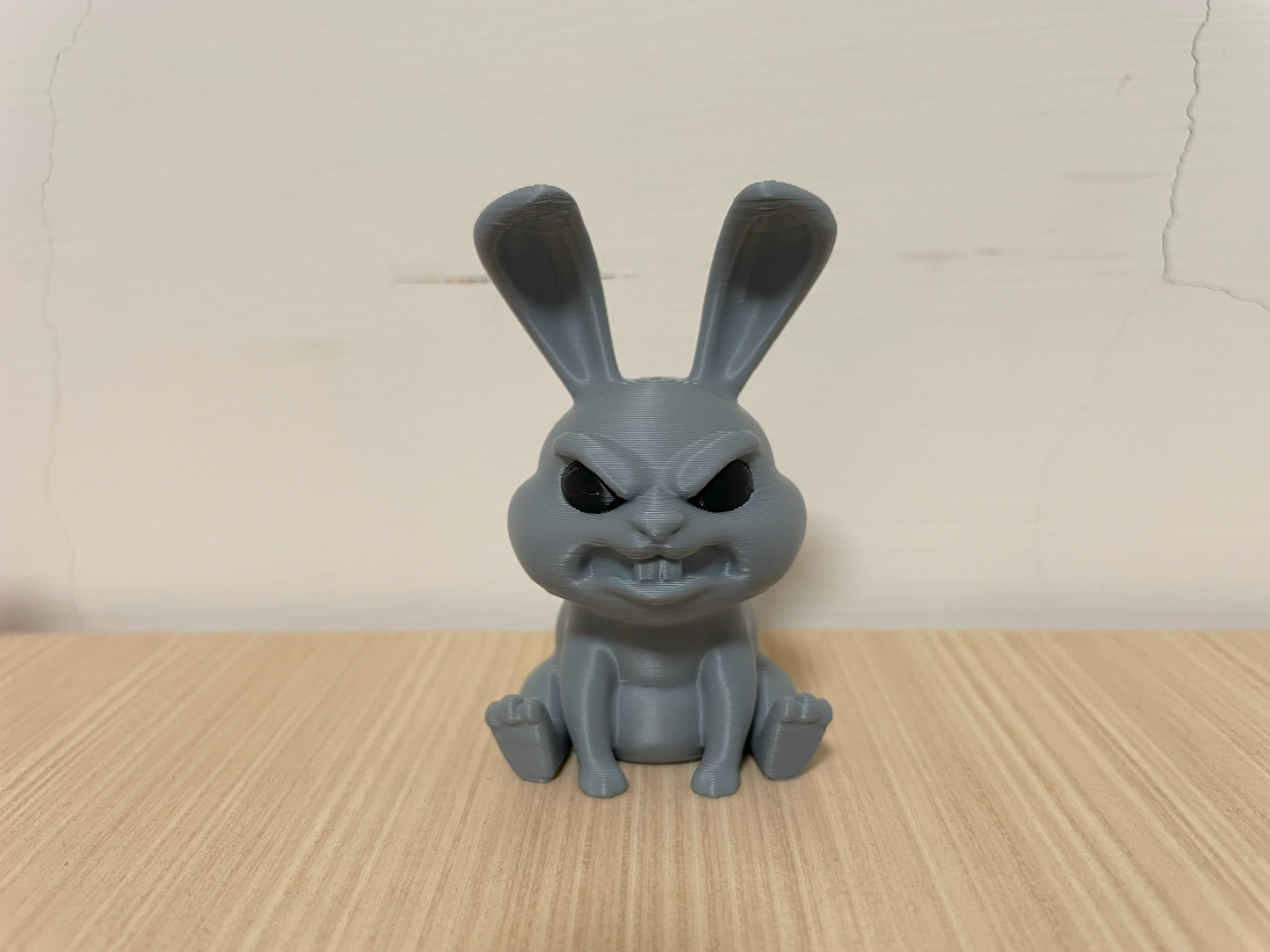 Pink and Grey Angry Bunny Figurines: Funny Easter Decor