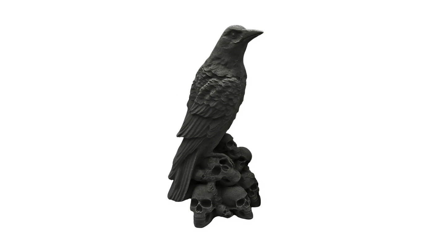 Raven on Throne of Skulls Dark Fantasy Art