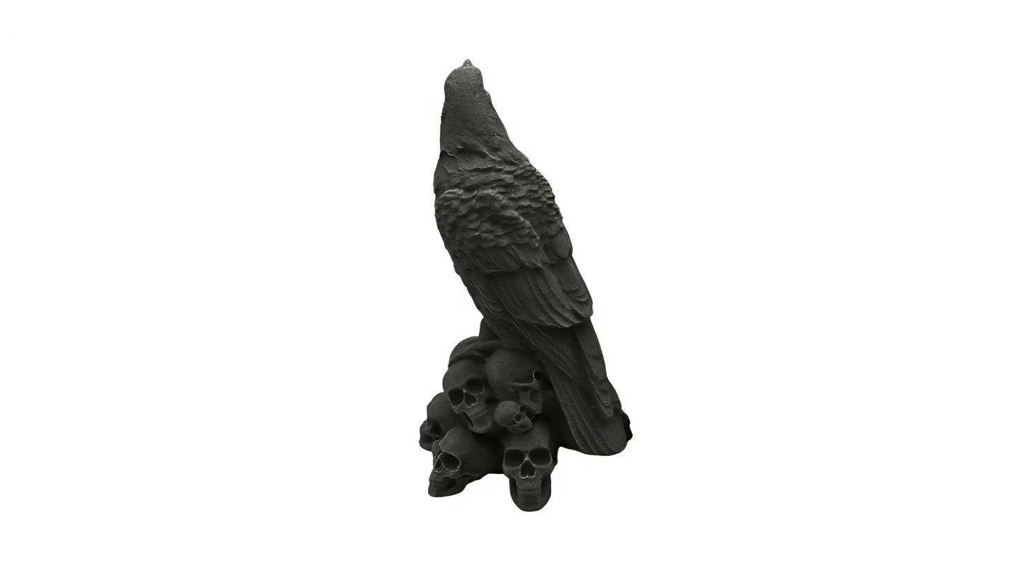 Raven on Throne of Skulls Dark Fantasy Art