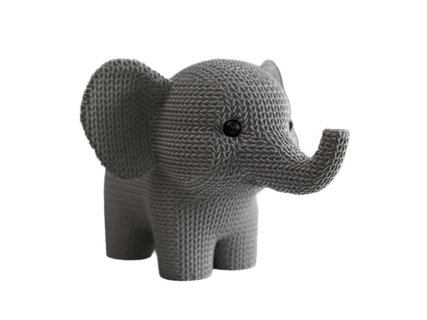Grey Knitted Elephant Figurine: Cute Animal Decor for Home