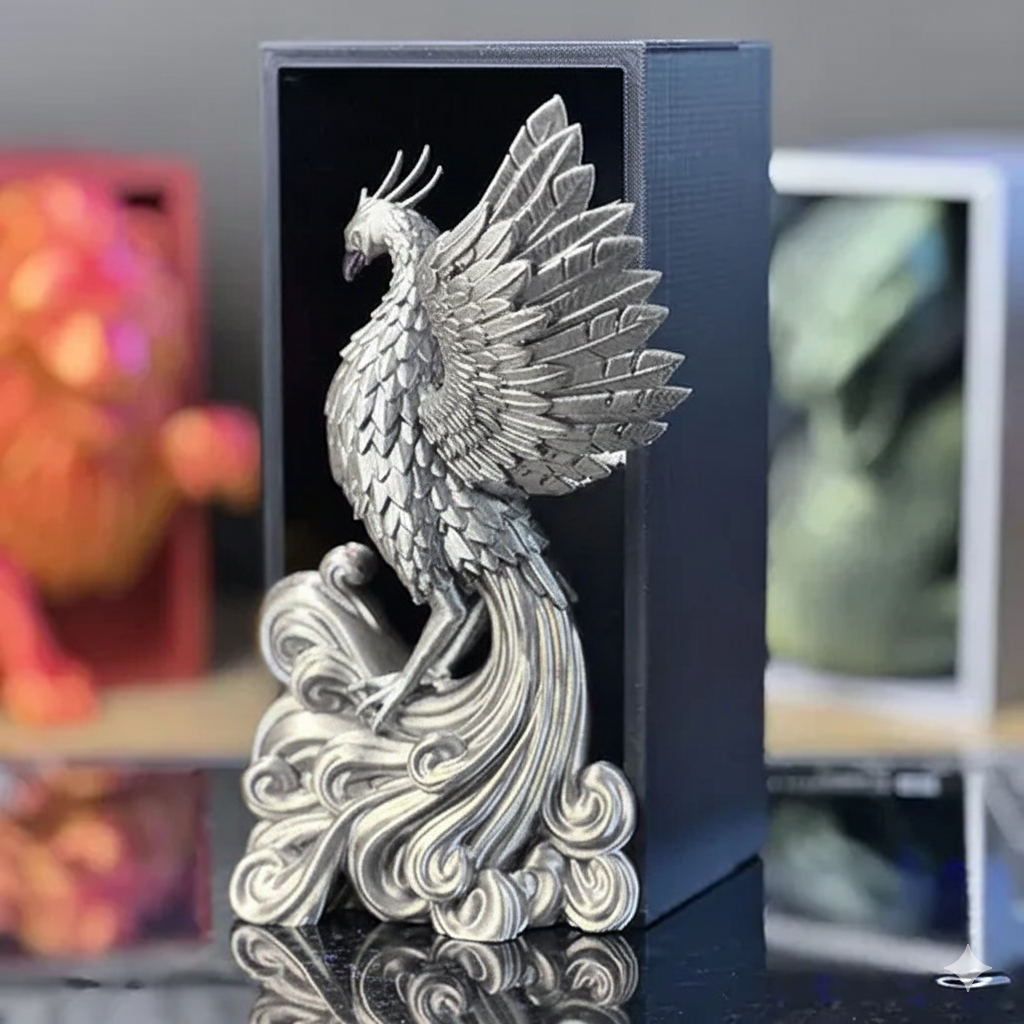 Fantasy Phoenix Book Nook – Bookcase Miniature Decor