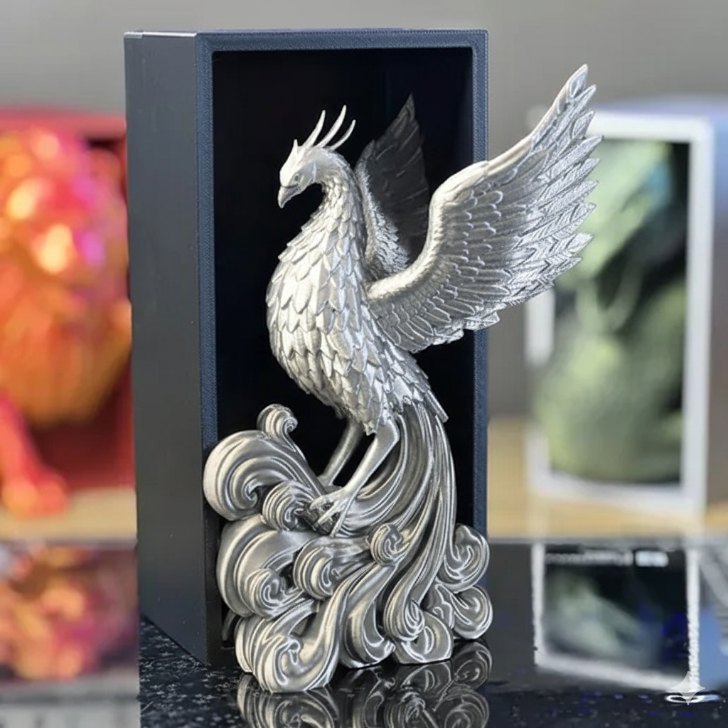 Fantasy Phoenix Book Nook – Bookcase Miniature Decor