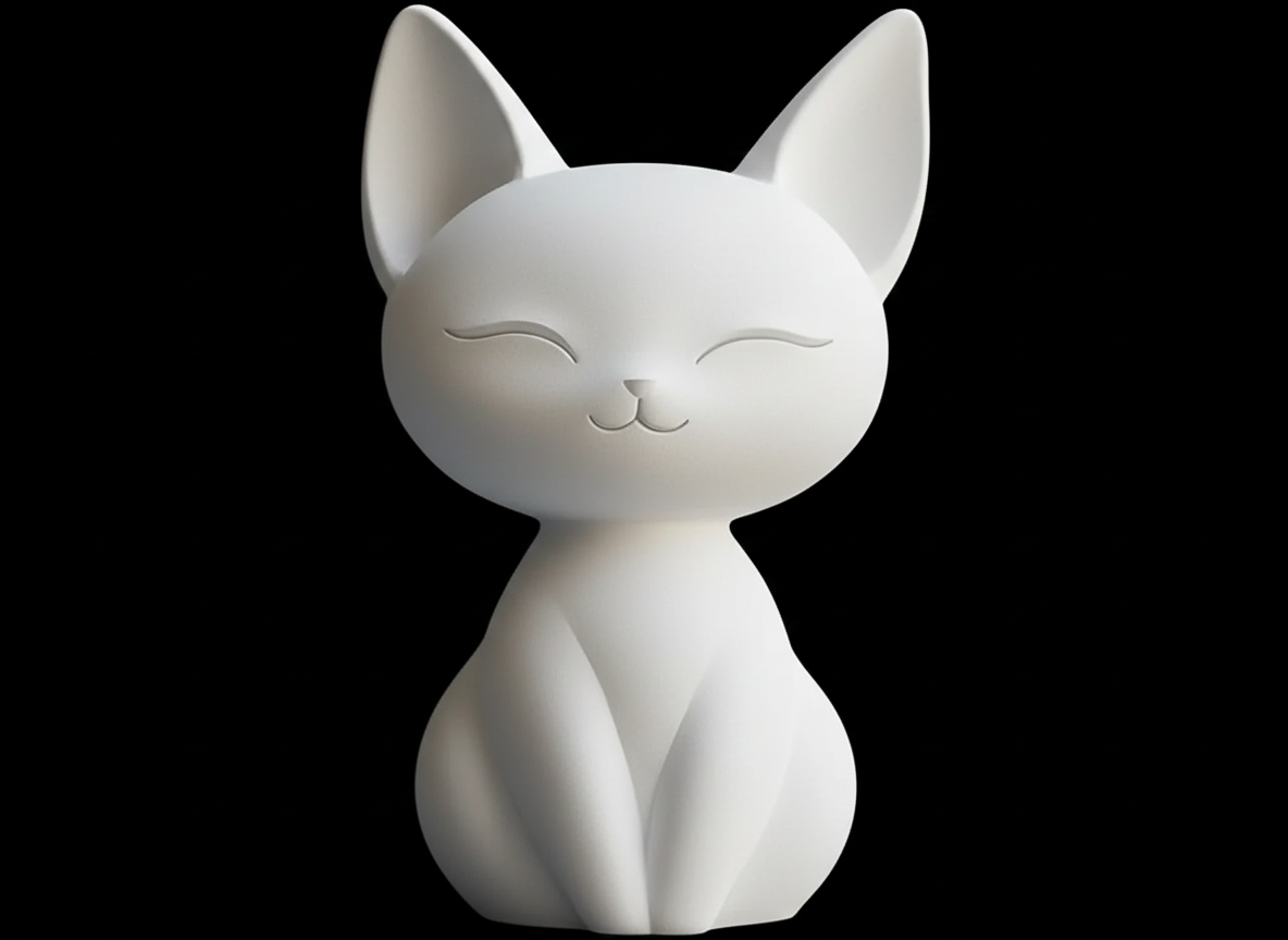 Peaceful Sitting Cat Figurine for Home Decor | Minimalist Cat Showpiece for Living Room