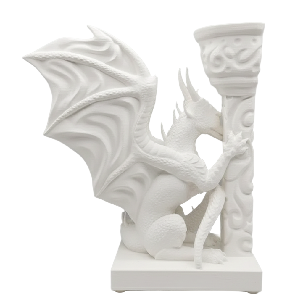 3D Printed Dragon Bookends - Mythical Shelf Decor White
