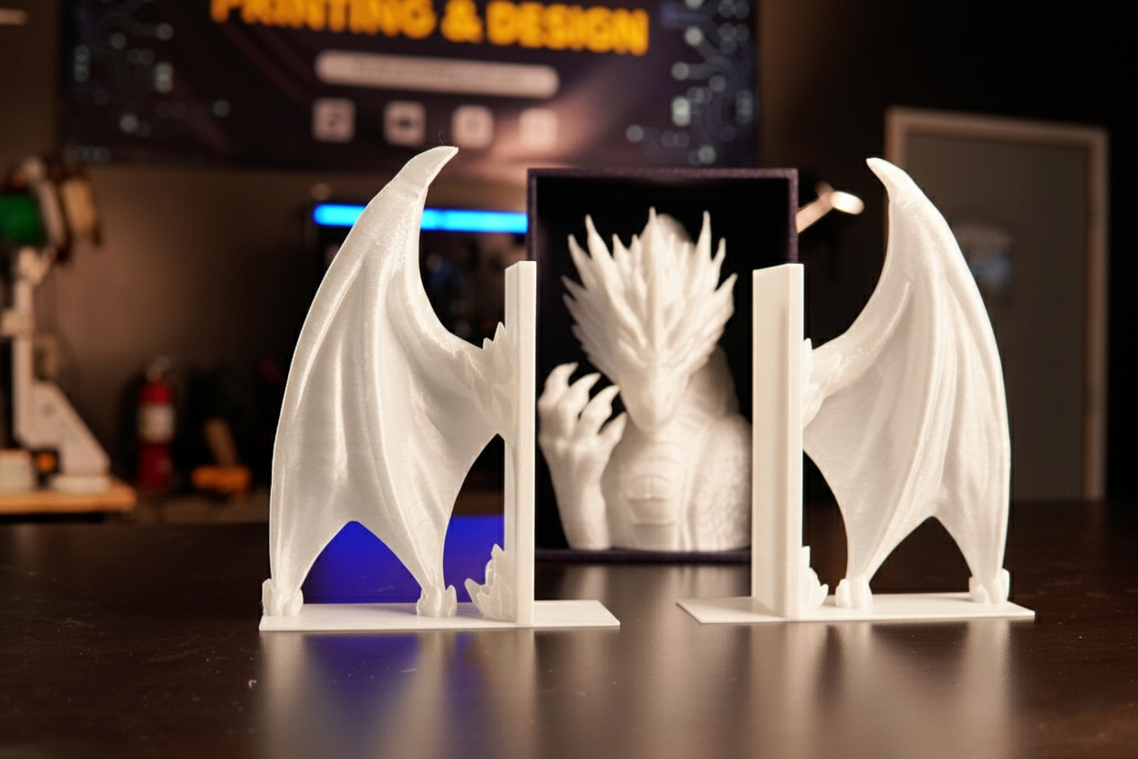 White Dragon’s Keep Book Nook – Winged Fantasy Decor & Creative Shelf Bookend | Celestial Crafts
