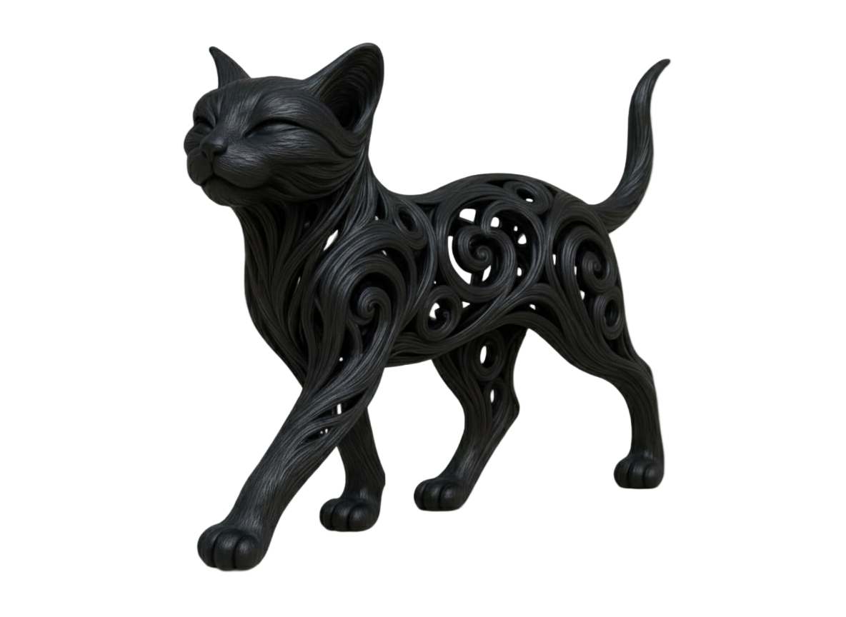 Walking Cat Figurine – Elegant Feline Sculpture in Motion