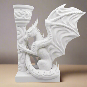 3D Printed Dragon Bookends - Mythical Shelf Decor White