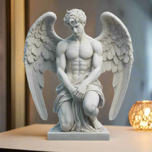 Half Angel, Half Man: Poignant 3D Sculpture for Home & Soul