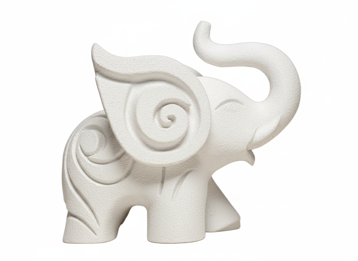 Joyful Elephant Figurine white – Symbol of Luck and Happiness | Unique Showpiece & Gift for Indian Homes
