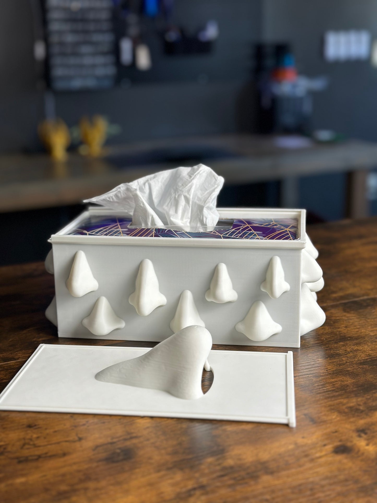 Glossy Crème White Nose-Themed Napkin Box