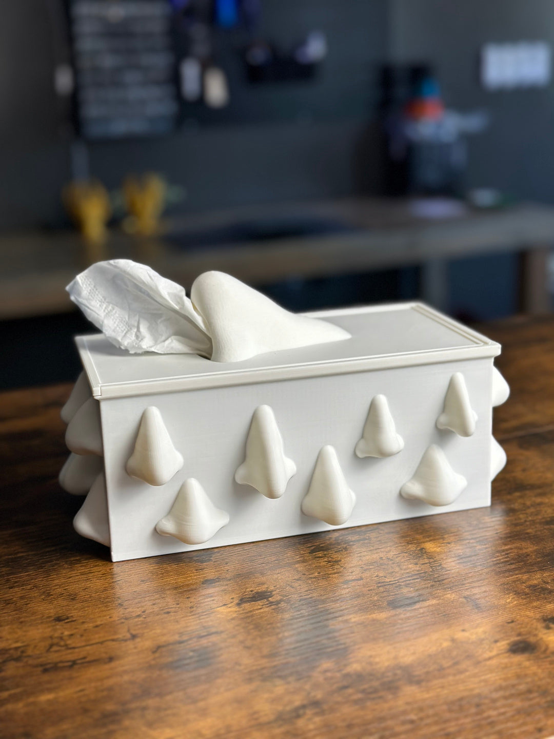 Glossy Crème White Nose-Themed Napkin Box