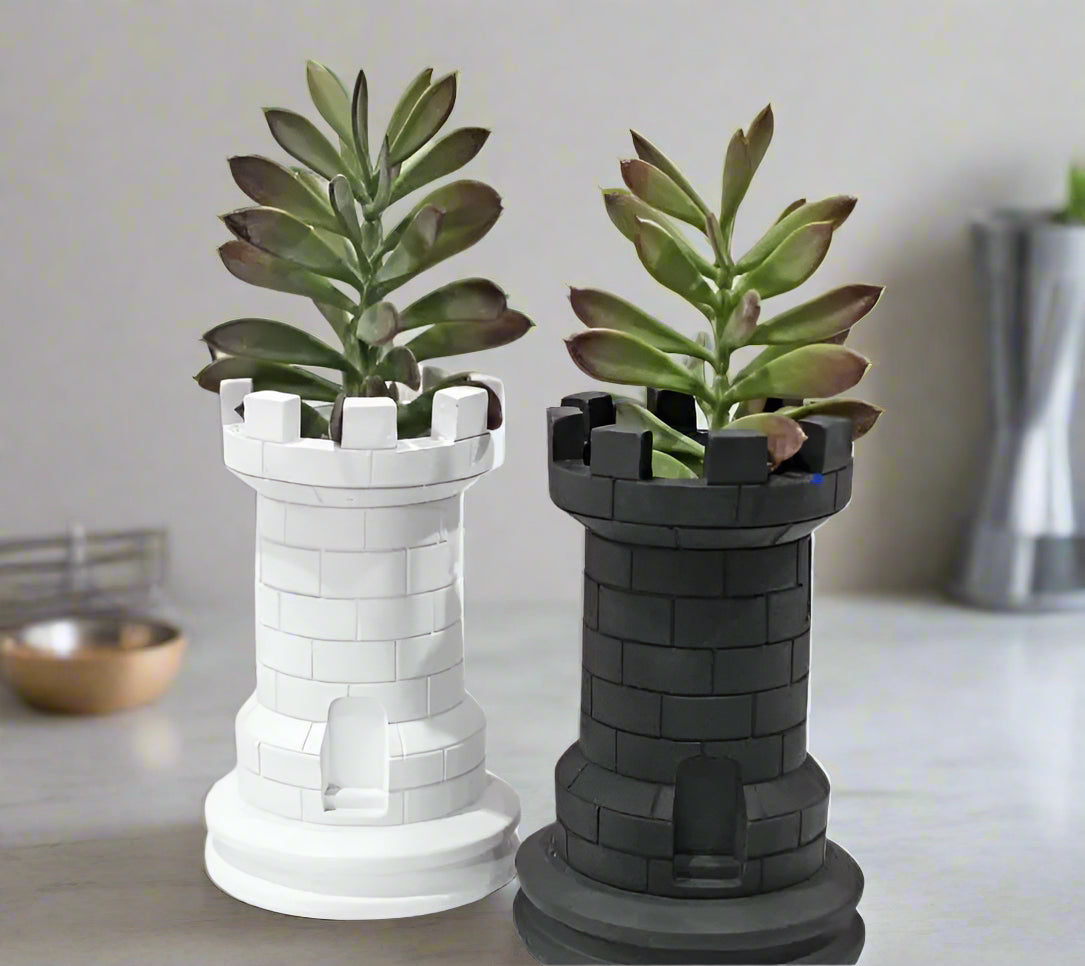 Medieval Tower Planter set of 2 – Fantasy 3D-Printed Castle Plant Holder