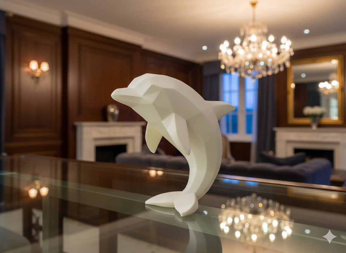 White Dolphin Showpiece Ocean Dance Marine Art Modern Home Decor India