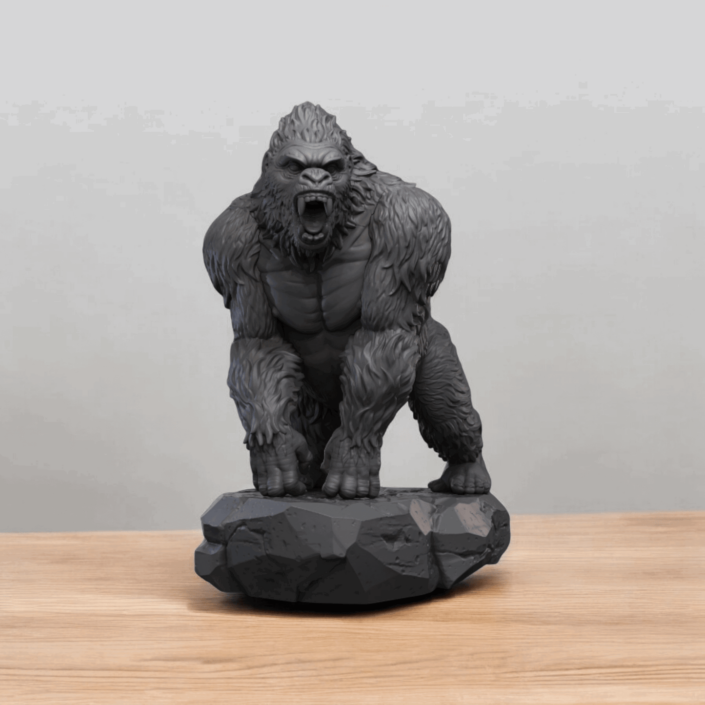 Majestic Roaring Gorilla Figurine on Rock – Fierce Gorilla Statue for Home or Office Decor - Celestial Crafts