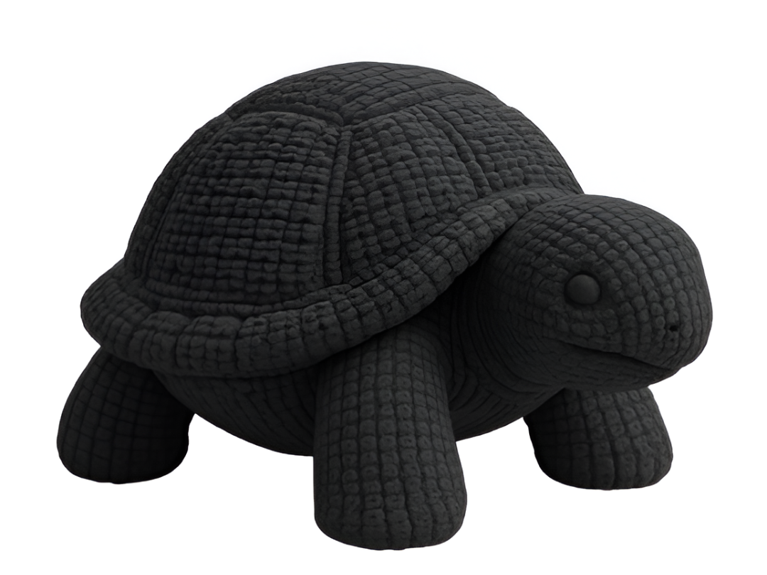 Knitted Turtle Figurine: Unique Black Decor