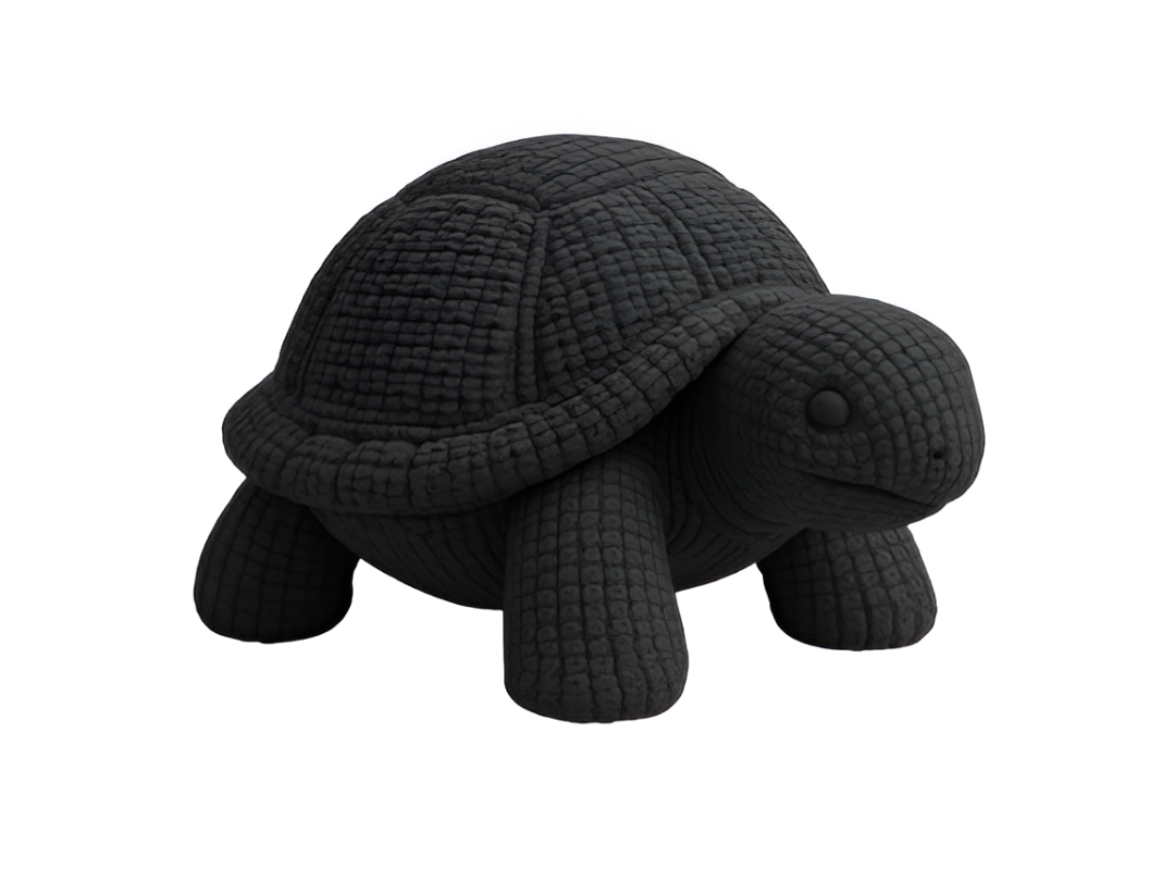 Knitted Turtle Figurine: Unique Black Decor