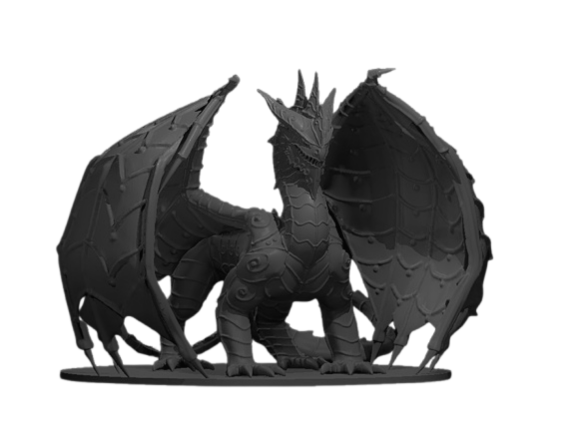 Armored Dragon Miniature - A Fearsome Foe for Your Collection - Celestial Crafts