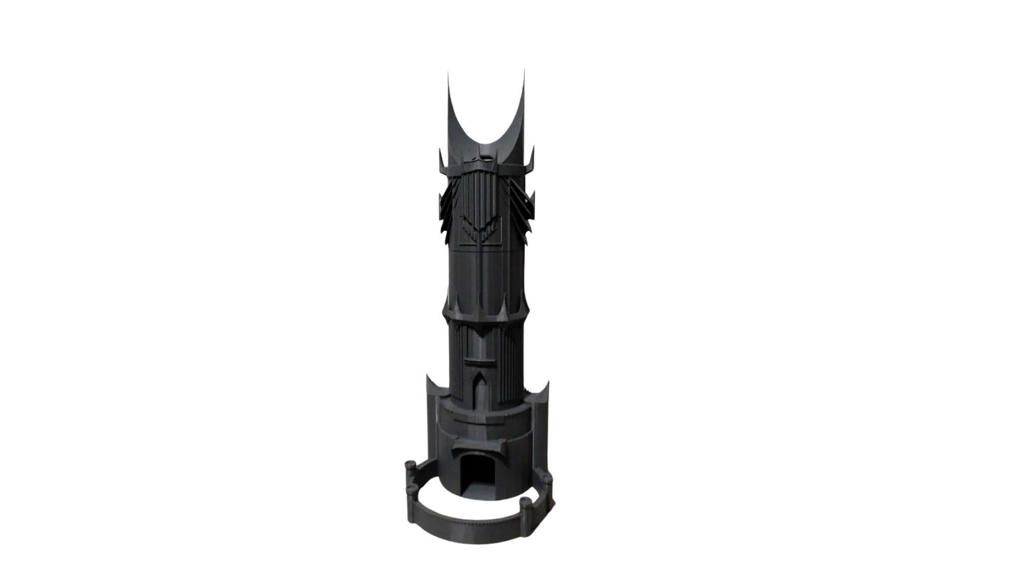 Intricate Black Tower Sculpture