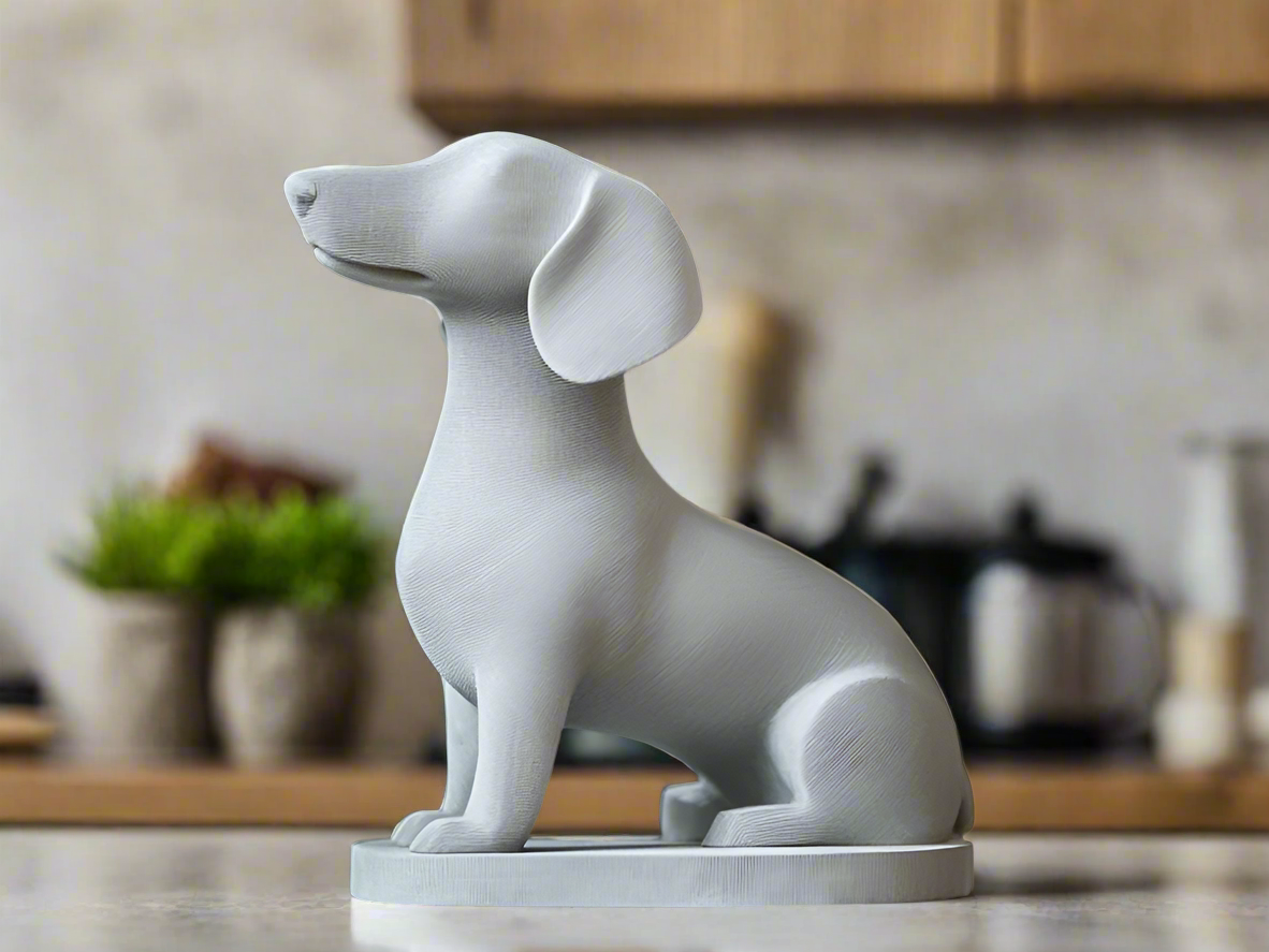 Modern Dachshund Statue – Sleek Geometric Dog Decor