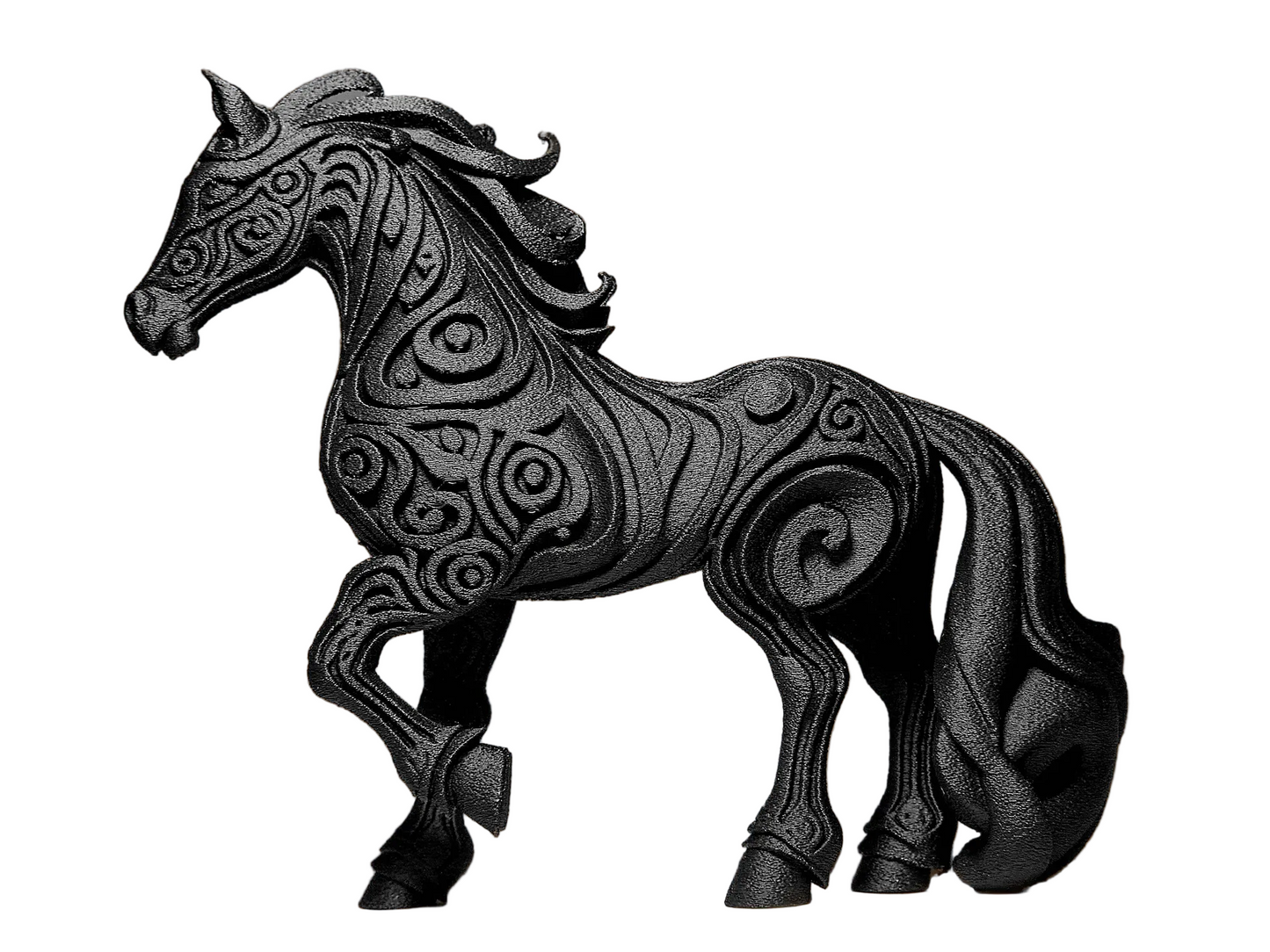 Fuzzy Black Horse Sculpture