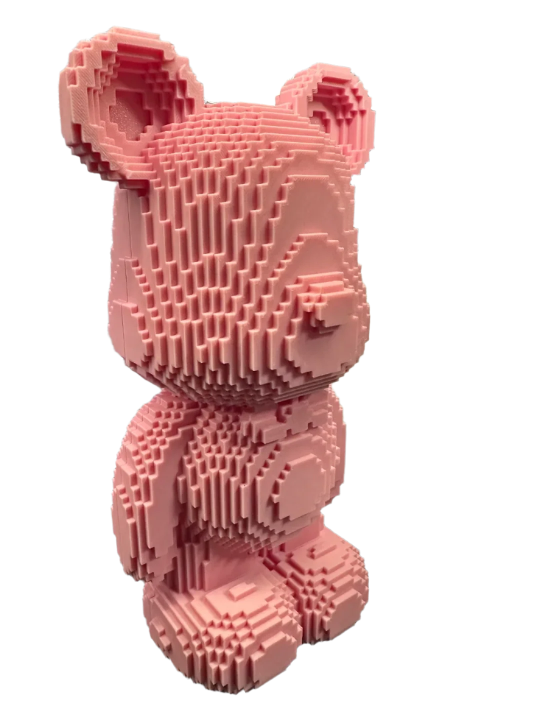 Unique Pink Pixelated Bear Figurine